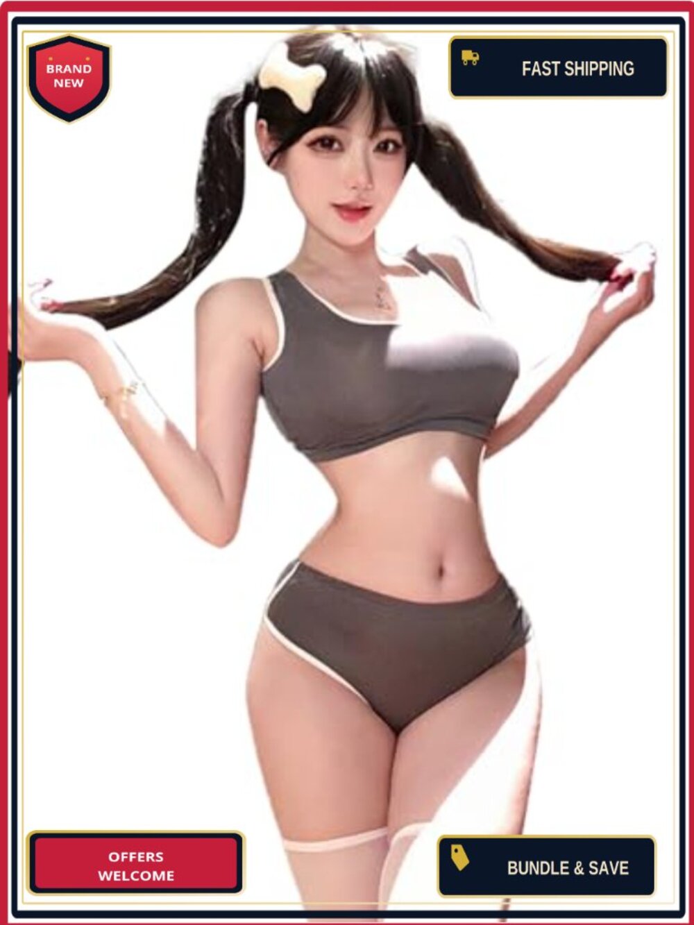 Sexy Anime Cosplay Lingerie Set Vest Shorts Socks One Size Polyester Spandex